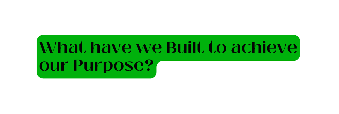What have we Built to achieve our Purpose